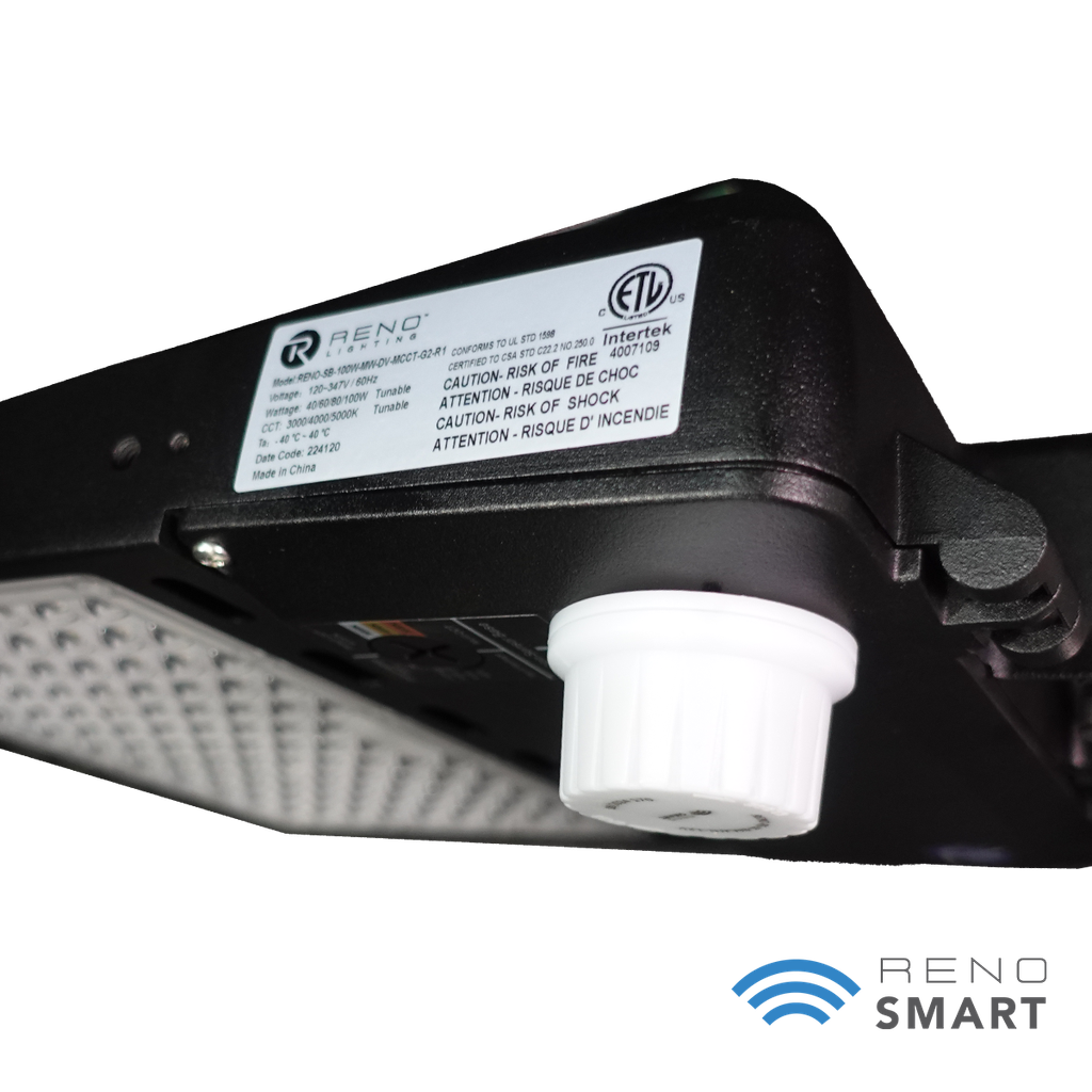 LED SHOEBOX | Selectable WATTAGE 240/280/300/320W | MULTI CCT 3000/4000/5000K | Up to 170lm/W | 120-347V | BLACK FINISH. RENO-SB-320W-MW-DV-MCCT-G2-R4