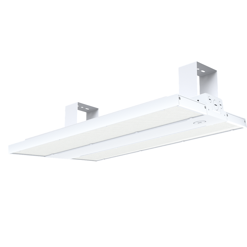 ECO LINEAR HIGHBAY R3 | 180/200/230W Selectable Wattages | 35/40/5000K Selectable CCT | Dual Voltage 120-347V | 10FT Cord & 6FT Suspension Chain Included | RENO-LHB-DV-MW-MCCT-R3-ECO